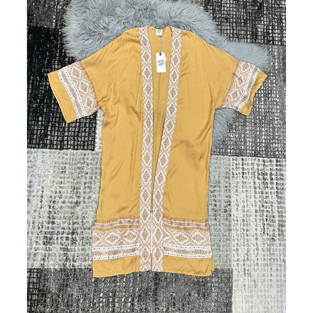 Women Matilda Jane Good Hart GH Tinsley Gold Floral Kimono Size XS/S ($98) - Picture 3 of 5